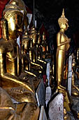 Inle Lake Myanmar. Pindaya, the famous Shwe Oo Min pagoda, a natural cave filled with thousands of gilded Buddha statues. 